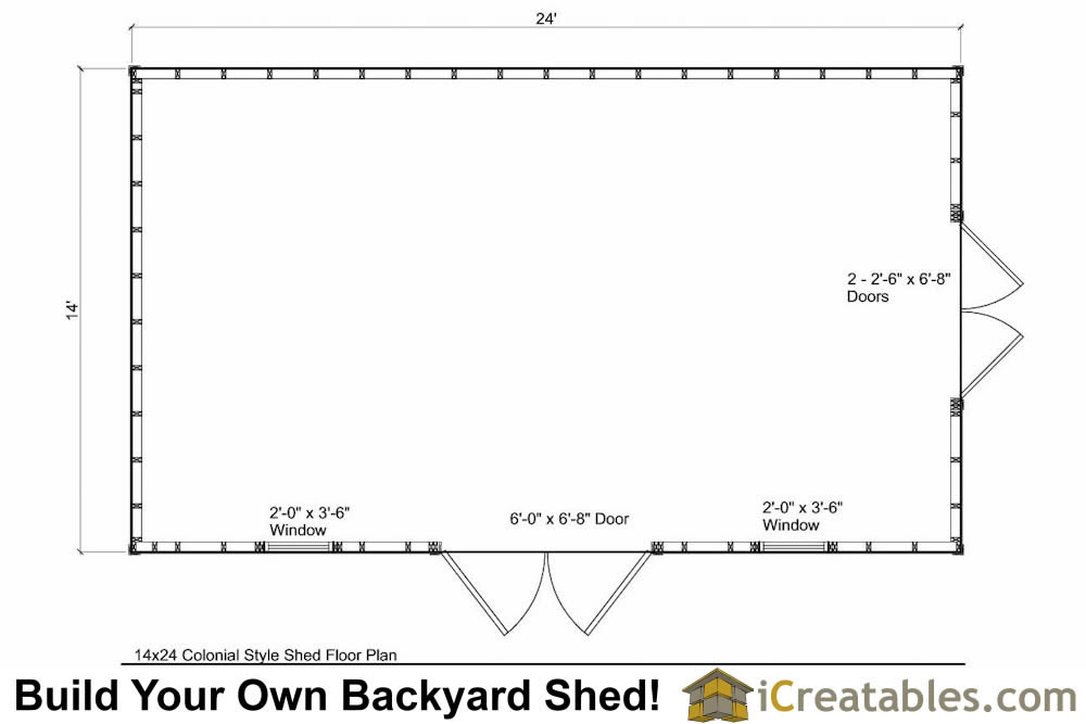 14x24 Colonial Style Shed Plans Build A Large Shed