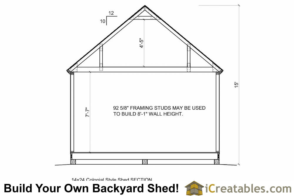 14x24 Colonial Style Shed Plans | Build A Large Shed