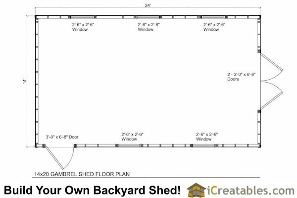 14x24 Gambrel Shed Plans 14x20 barn shed plans