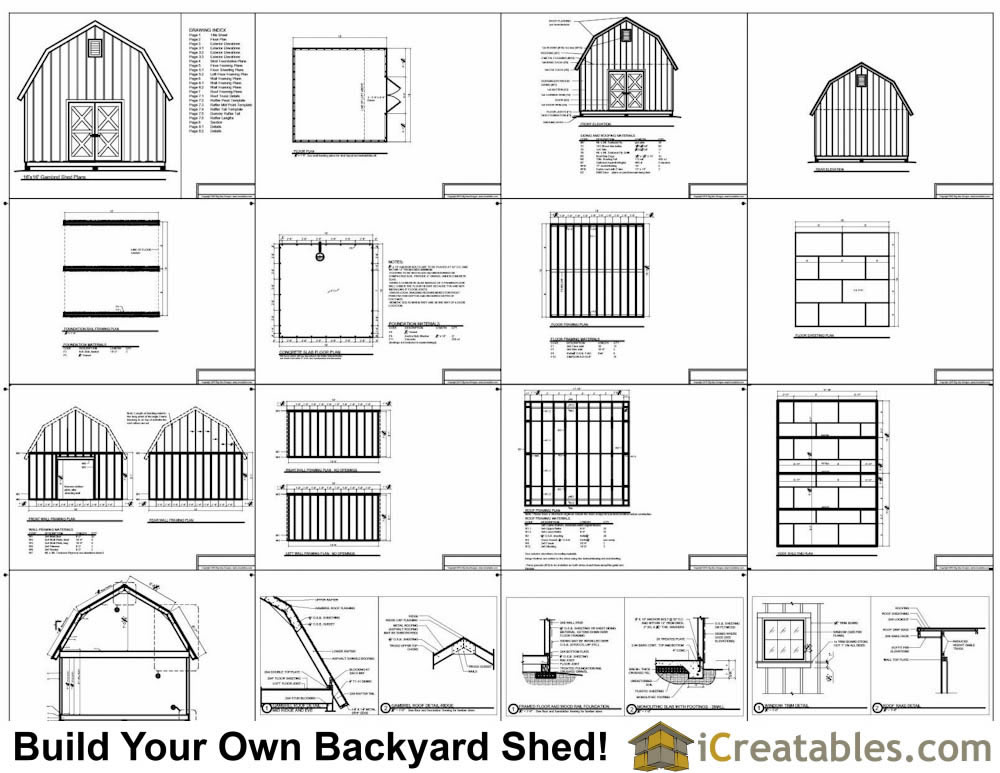 16x16 gambrel shed plans