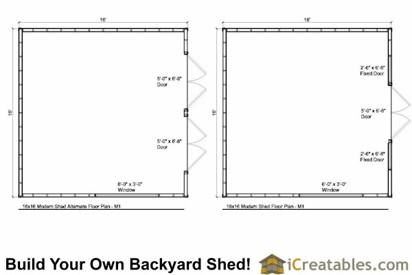 16x16 Studio Shed Plans | Large Modern Shed Plans