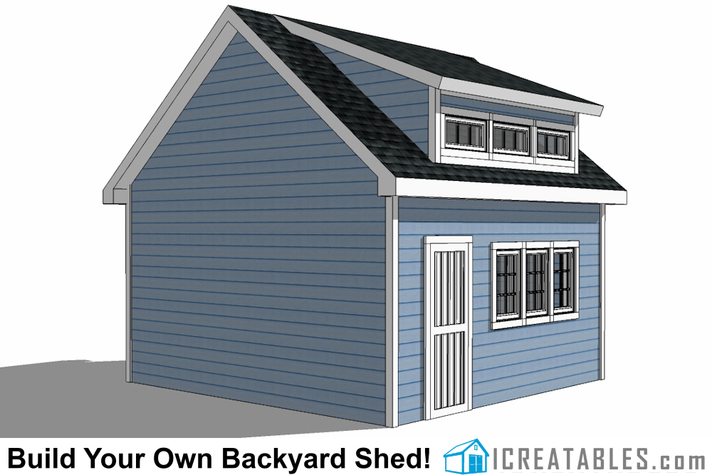 16x16 Shed Plans With Dormer iCreatables.com