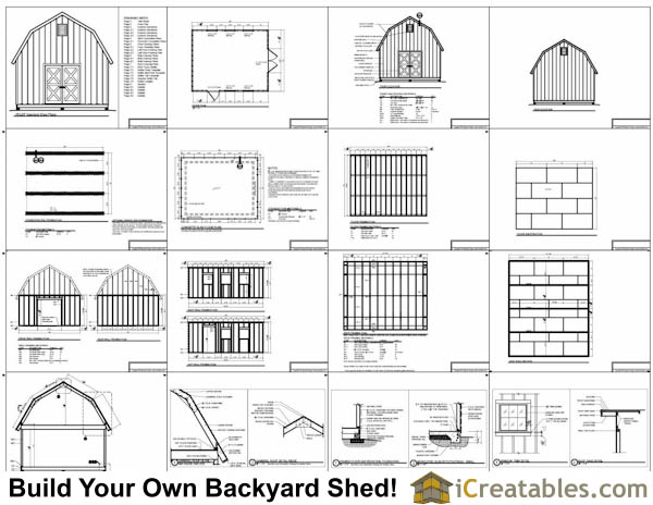 16x20 Gambrel Shed Plans | 16x20 barn shed plans