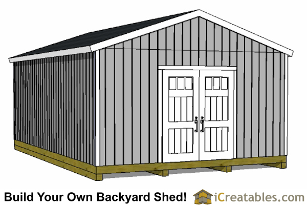 16x24 Gable Shed Plans with a porch