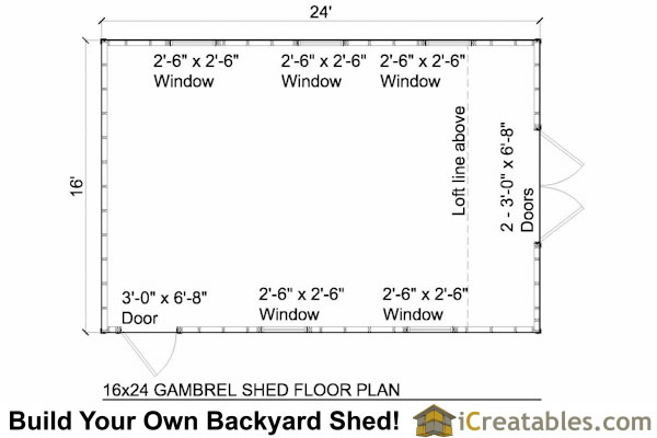 16X24 Gambrel Shed Plans