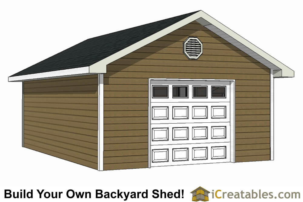 16x24 GD garage door shed plans left