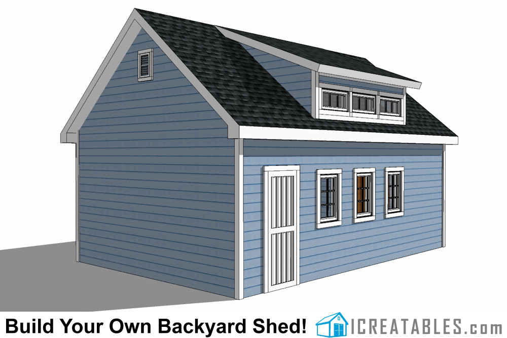 16x24 shed with dormer roof plans right.