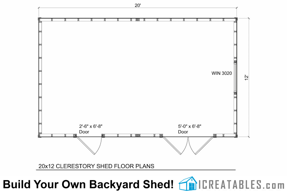 20x12 Clerestory Shed Plans | Dormer Shed Plans