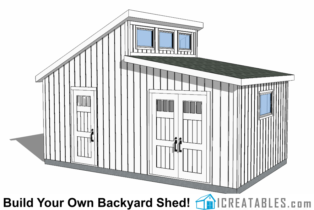 20x12 Clerestory Shed Plans | Dormer Shed Plans