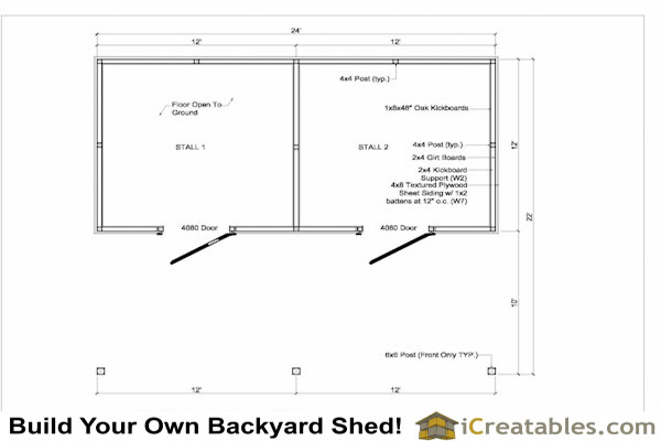 Two Stall Horse Barn Plans