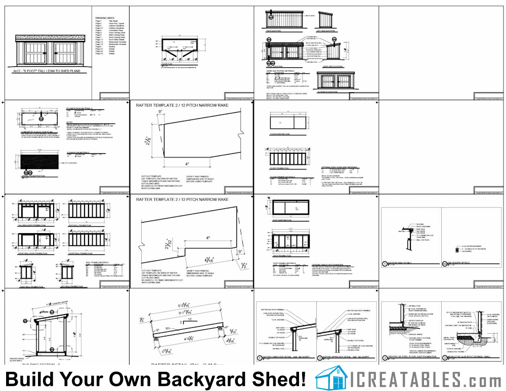 4x12 Lean To shed plans example