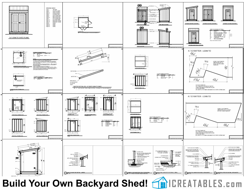 7x7 lean to shed plans example
