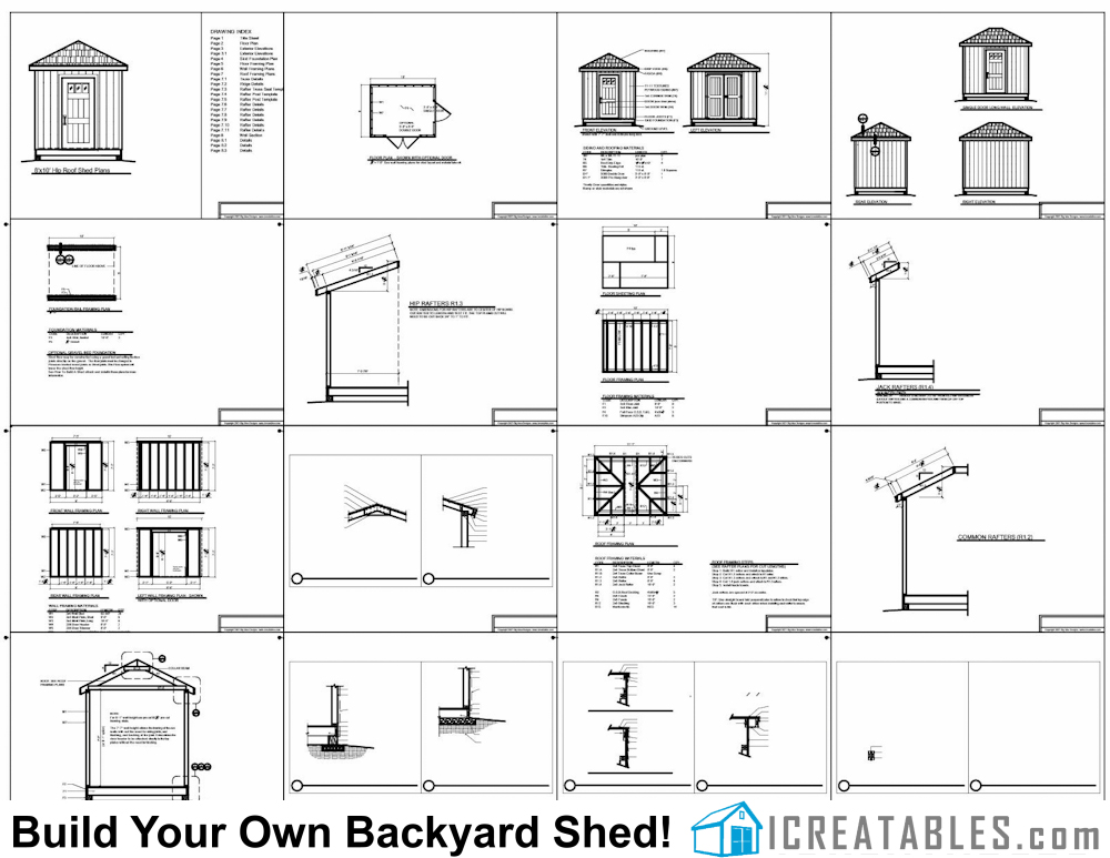 8x10 Hip Roof Style Shed Plans