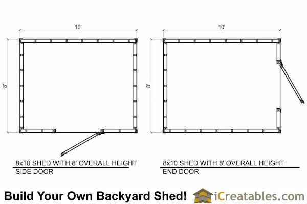8x10 Gable Shed Plans Exterior Elevations