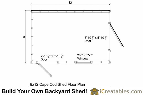 8x12 Cape Cod Shed Plans | Storage Shed Plans | icreatables.com