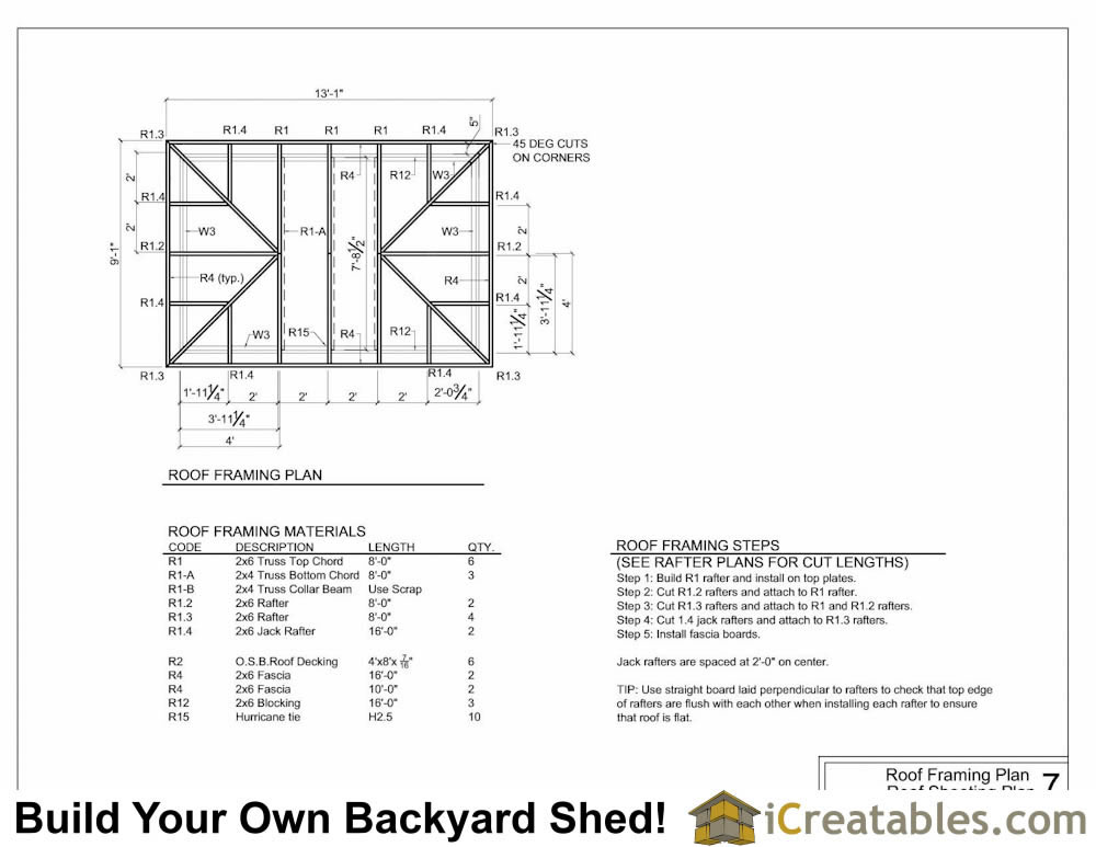 8x12 Hip Roof Shed Plans