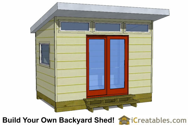 8x12 modern shed plans with double door on front