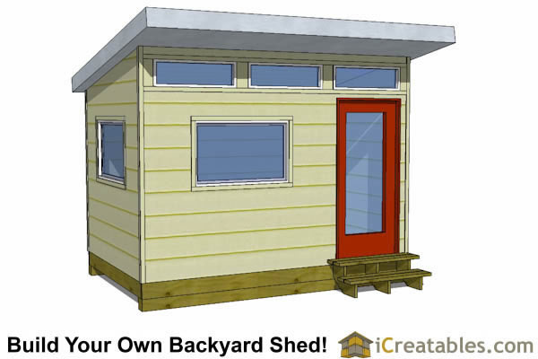 8x12 Studio Shed Plans S2 | 8x12 office Shed Plans | modern shed plans