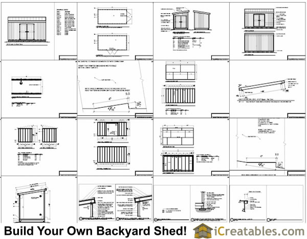 8x16 Lean To Shed Plans | Storage Shed Plans | icreatables.com