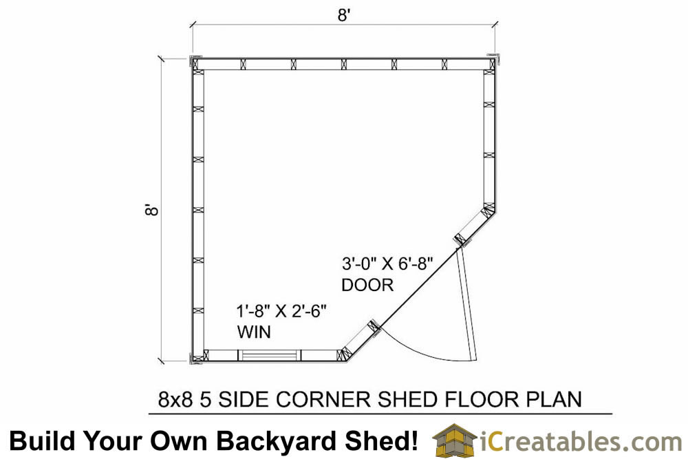 8x8 5 Sided Corner Shed Plans