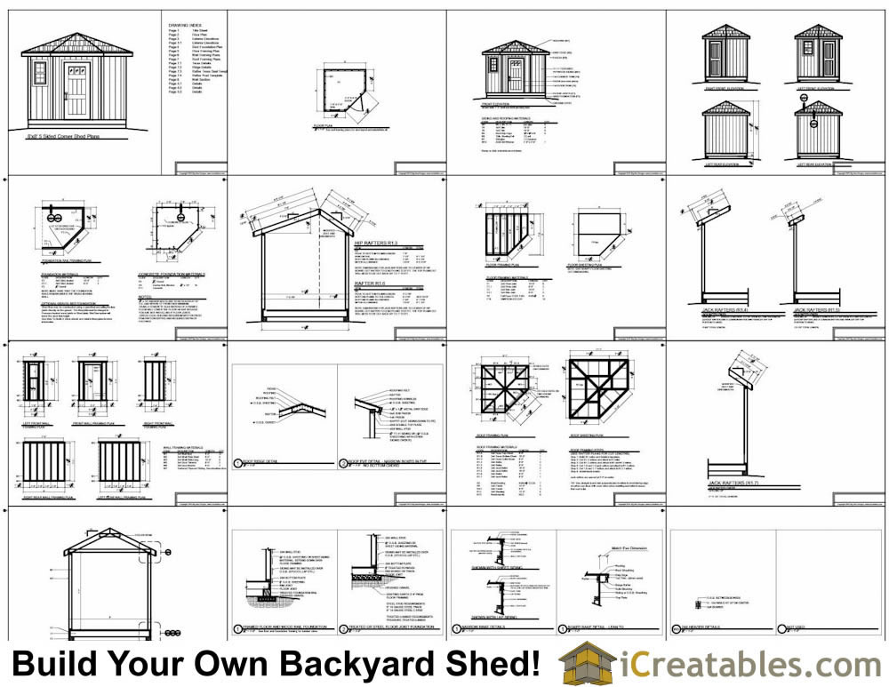 8x8 5 Sided Corner Shed Plans