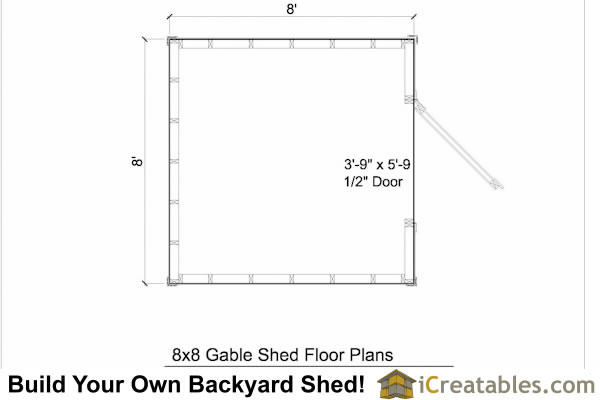 8x8 8 foot tall shed plan floor plan