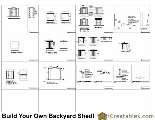 8x8 Backyard Short Shed Plans icreatables.com