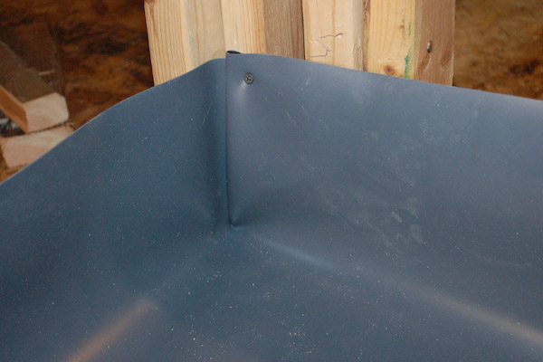 shower pan liner fold outside