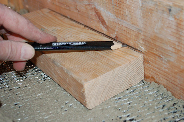 shower pan mortar bed depth line
