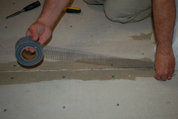install tape on cement backer board